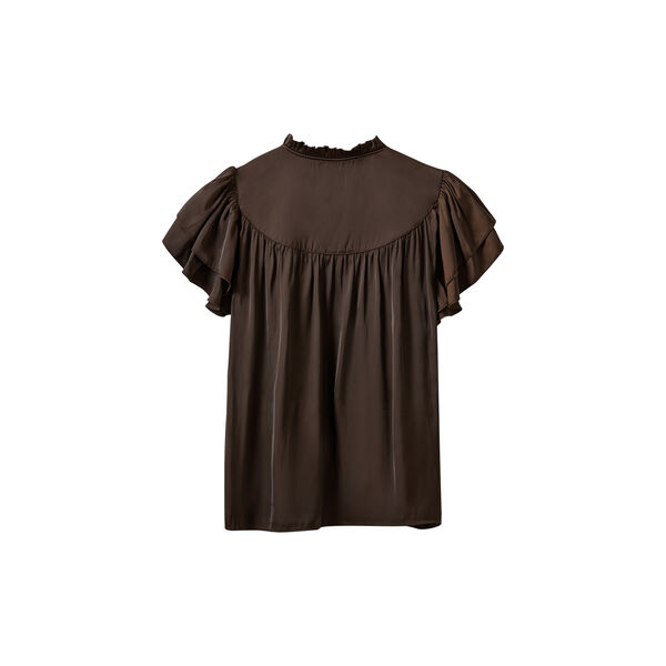 LALILASW FRILL TOP, intense brown, Sofie Schnoor
