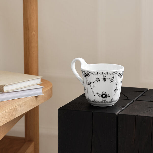 Black Fluted Half Lace High Handle Cup 33 cl Black Fluted Half Lace High Handle Cup 33 cl, Royal Copenhagen