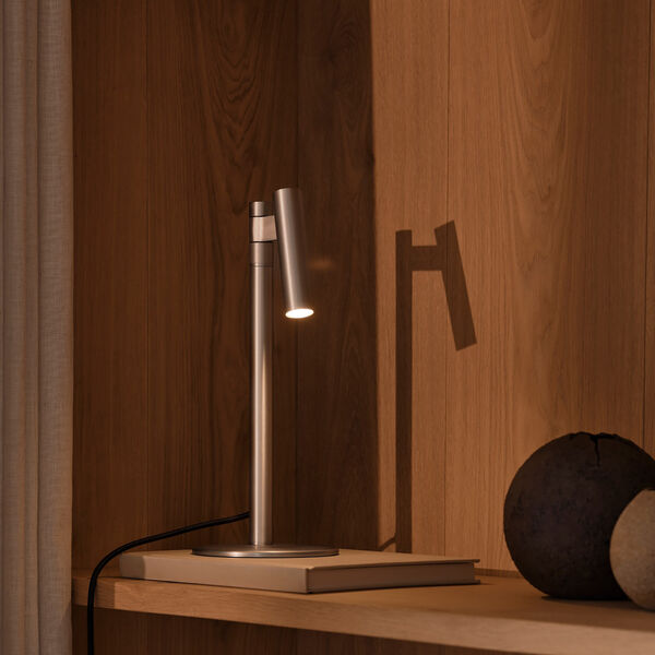 Makoto Table Lamp, satin chrome, Design For The People