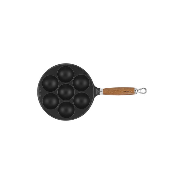 Dougnut Pan with wooden handle 20 cm, matte black, Le Creuset