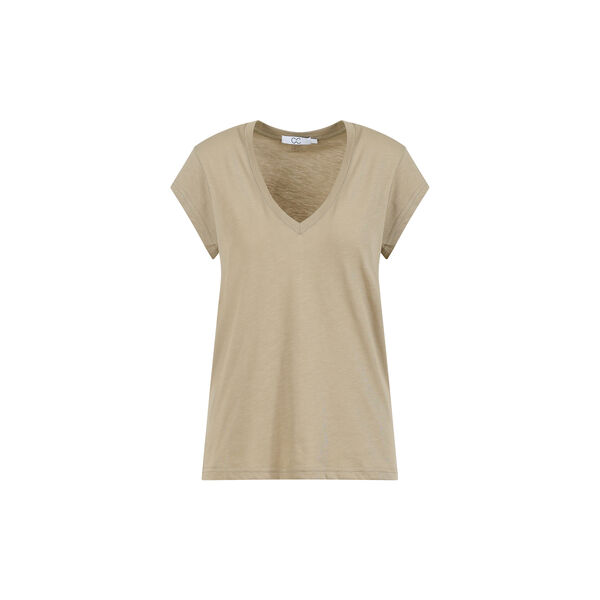 CC Heart Basic V-neck T-shirt, sand olive, Coster Copenhagen