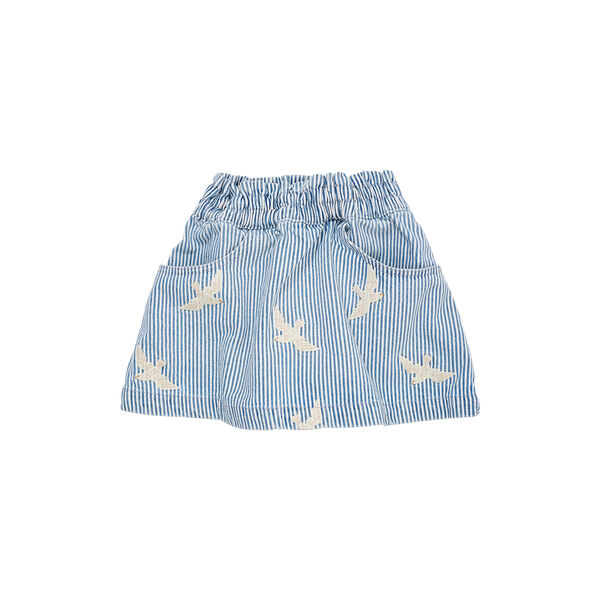 Y/D Twill Skirt w. Embroirdey, denim blue stripe, Copenhagen Colors Organics