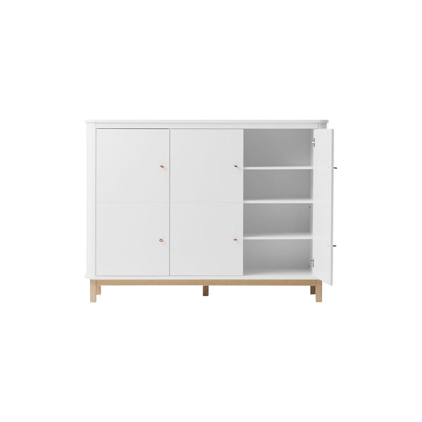 Wood Multi Cupboard 3 Doors, white/oak, Oliver Furniture
