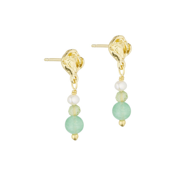 Josie post earrings w. gemstones, gold plated/green, Pure by Nat
