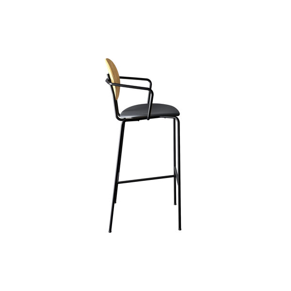 PIET HEIN Bar Chair with Arms, oiled oak/Solid Black 509 PIET HEIN Bar Chair with Arms, oiled oak/Solid Black 509, Sibast Furniture