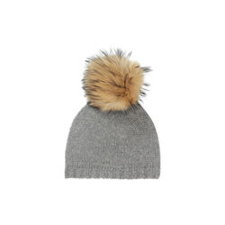 Cashmere Hat with Pom Pom, grey mélange, VER de TERRE
