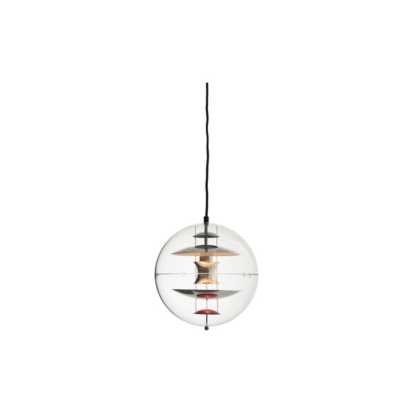 VP Globe Pendant, chrome/red/blue, Verpan