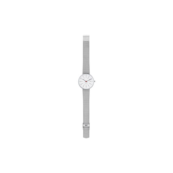 Bankers Wrist Watch, white/steel/matt steel, Arne Jacobsen Watches