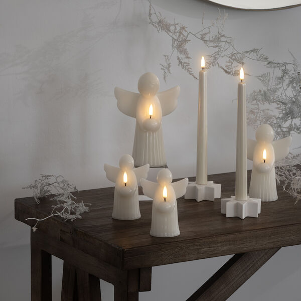 LED Smooth taper candle 2 pcs | H 25 | Pearl ivory, Uyuni Lighting