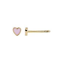 Petit Love Heart Light Pink Enamel Single, gold, Stine A Jewelry