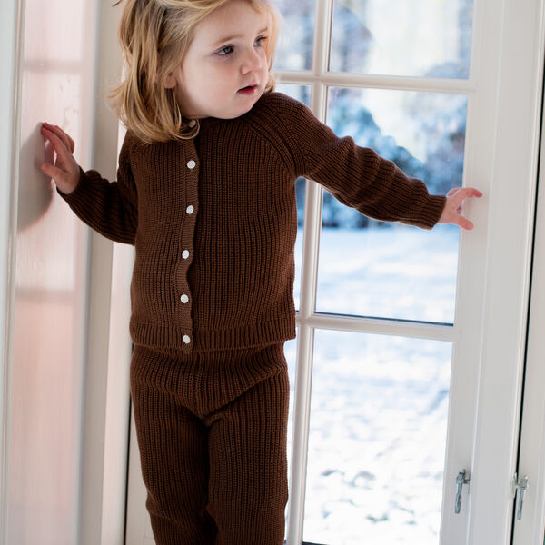 Baby Patent Cardigan, coffee, Serendipity