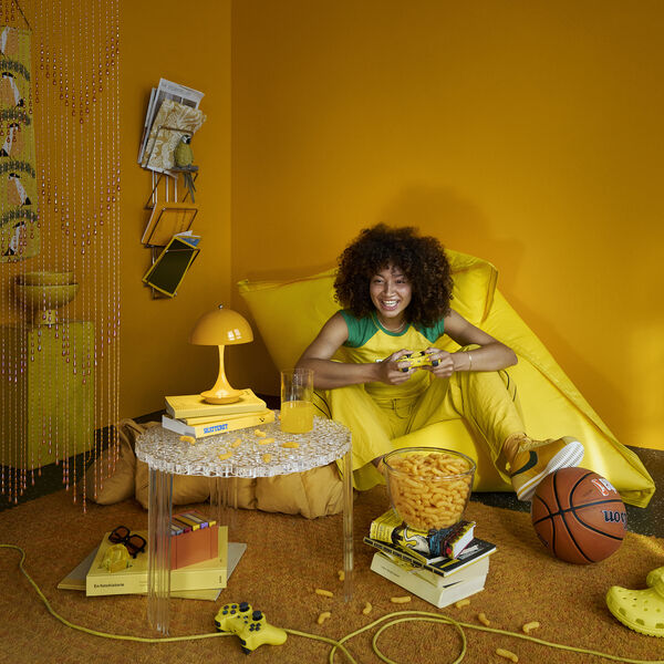 Panthella 160 Portable Table Lamp, opaque yellow, Louis Poulsen