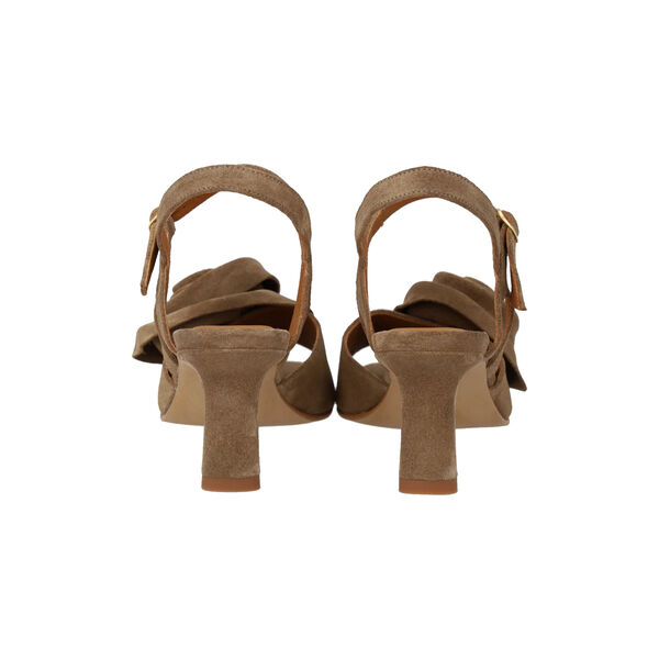 Heeled sandal with voluminous rose detailing, dessert, ANGULUS