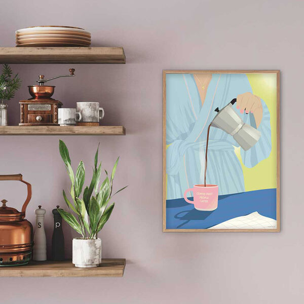 COFFEE FIRST, PEOPLE LATER Poster, ViSSEVASSE