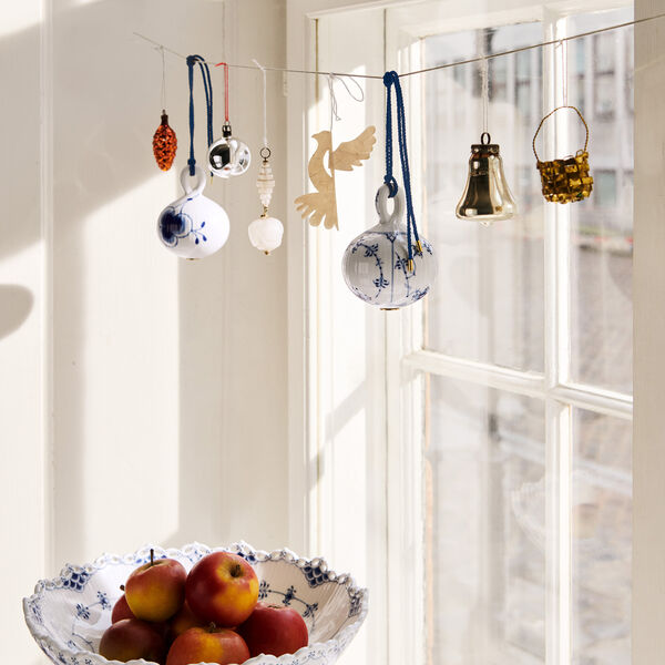 Blue Fluted Plain Christmas Bauble, Royal Copenhagen