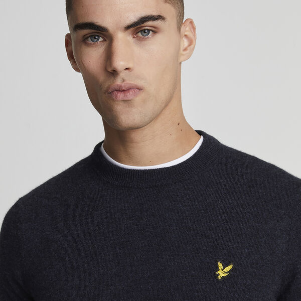 Lambswool Blend Crew Neck Jumper, dark navy marl, Lyle & Scott