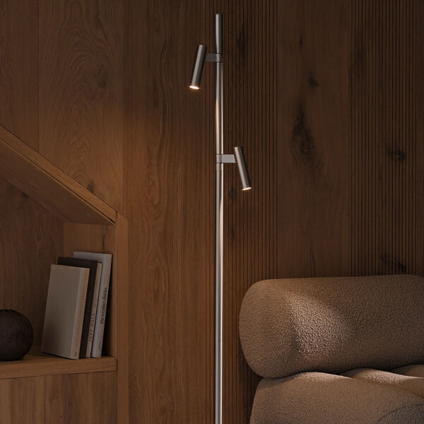 Makoto Floor Lamp, satin chrome, Design For The People