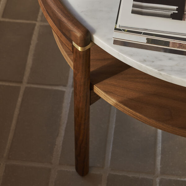 RF1905 Sideways Coffee Table, oiled walnut/Carrara marble, Carl Hansen & S&oslash;n