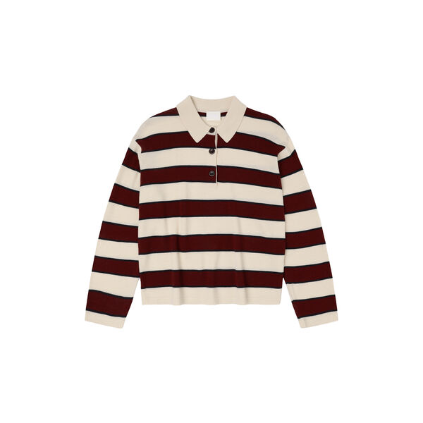Striped Polo, ecru/cranberry Striped Polo, ecru/cranberry, FUB