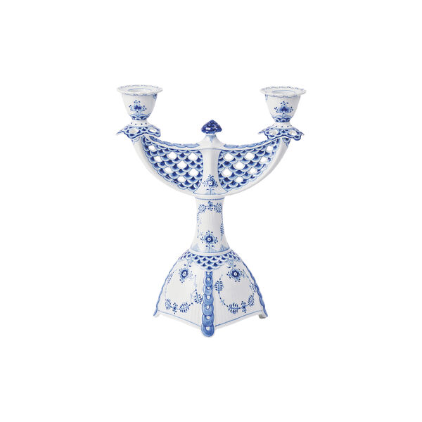 Blue Fluted Full Lace Candelabra, Royal Copenhagen