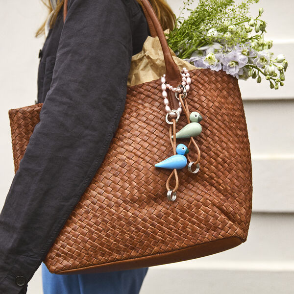 Bird Keychain with Natural Leather, blue, Kay Bojesen Denmark