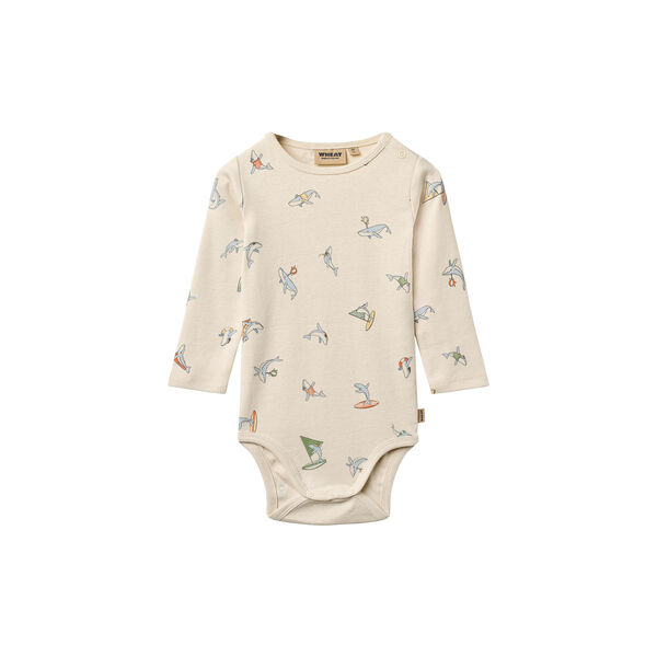 Body L/S Freddie, whale friends, Wheat