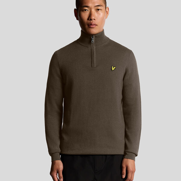 Cotton Merino Quarter Zip Jumper, espresso Cotton Merino Quarter Zip Jumper, espresso, Lyle & Scott