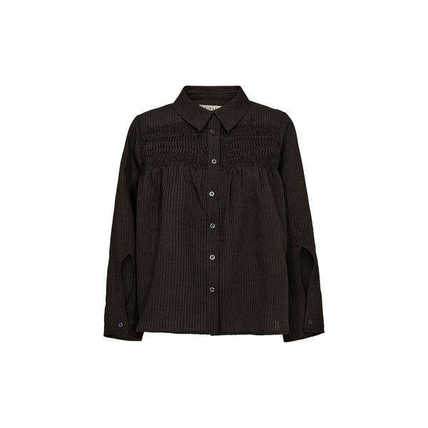 PD-Cassandra New Pintuck Velvet Shirt, black, Pieszak