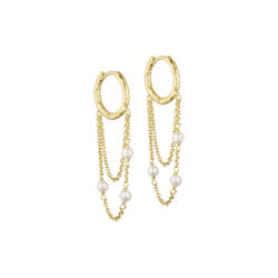 Cammi hoops w. chains, white pearls, Pure by Nat