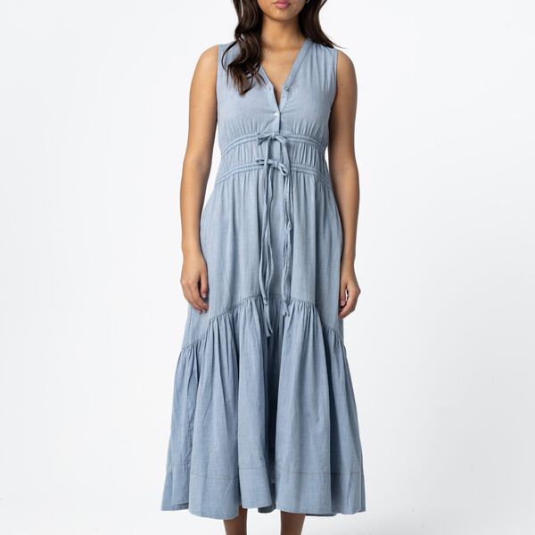 Maxi dress with bows, ash blue, Coster Copenhagen