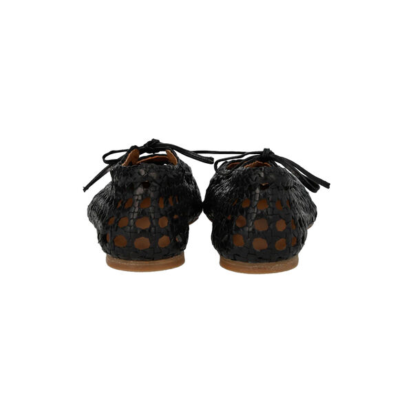 Soft hand-braided ballerina with bow detail, black, ANGULUS