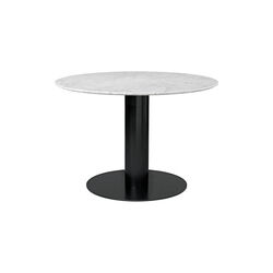 GUBI 2.0 Round Dining Table, white carrara marble/black, GUBI