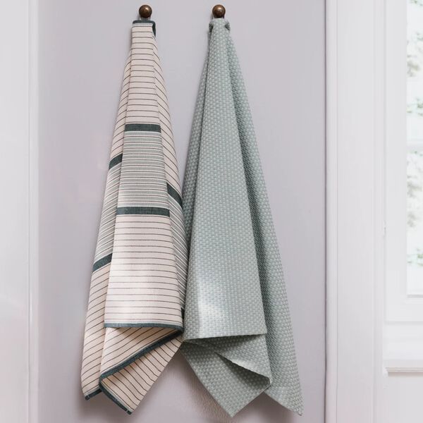 ARCHIVE STRIPE 1976 Tea Towel | Sage Green, Georg Jensen Damask