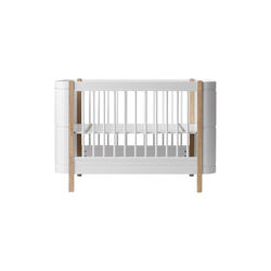 Wood Mini+ Cot Bed excl. Junior Kit 68x122 cm, white/oak, Oliver Furniture