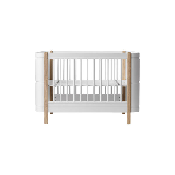 Wood Mini+ Cot Bed excl. Junior Kit 68x122 cm, white/oak, Oliver Furniture
