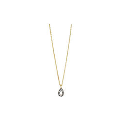 Maya necklace, gold plated/black front and zircons, Pure by Nat