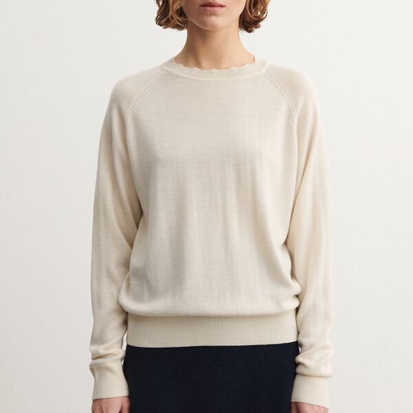 Thin Sweater, ecru Thin Sweater, ecru, FUB