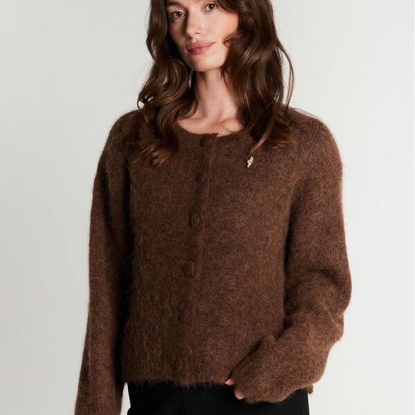 6873RDFPetra knit cardigan, chocolat, RUE de FEMME