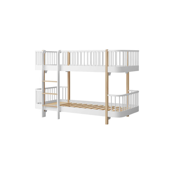Wood Original Low Bunk Bed 90x200 cm, white/oak, Oliver Furniture