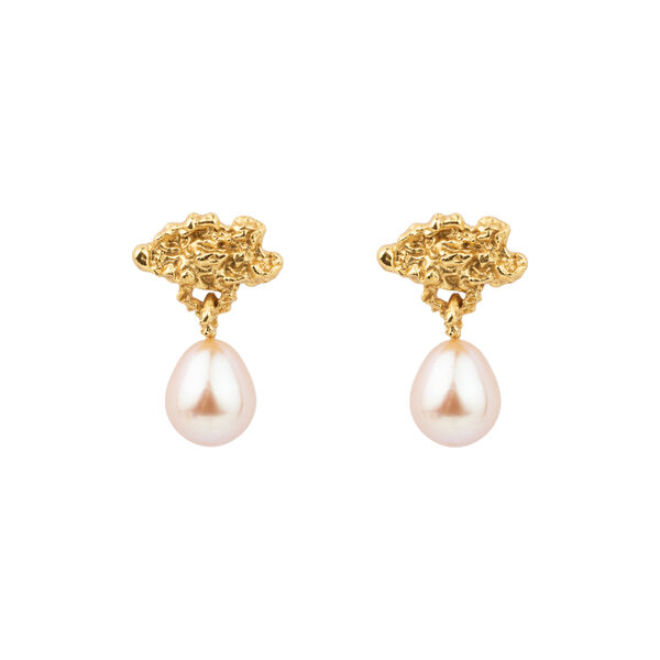 HOLLOW CLOUD EARRINGS, gold plated/pink, House of Vincent