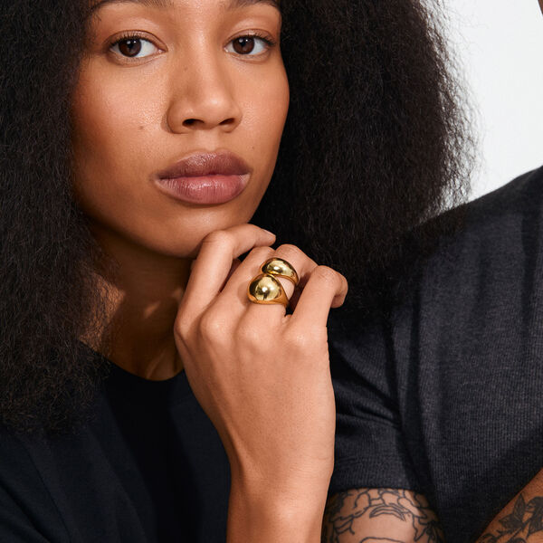 EVON rings 2-in-one set, gold plated, Pilgrim