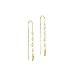 Hazel chain earrings w. gemstones, gold plated/white, Pure by Nat