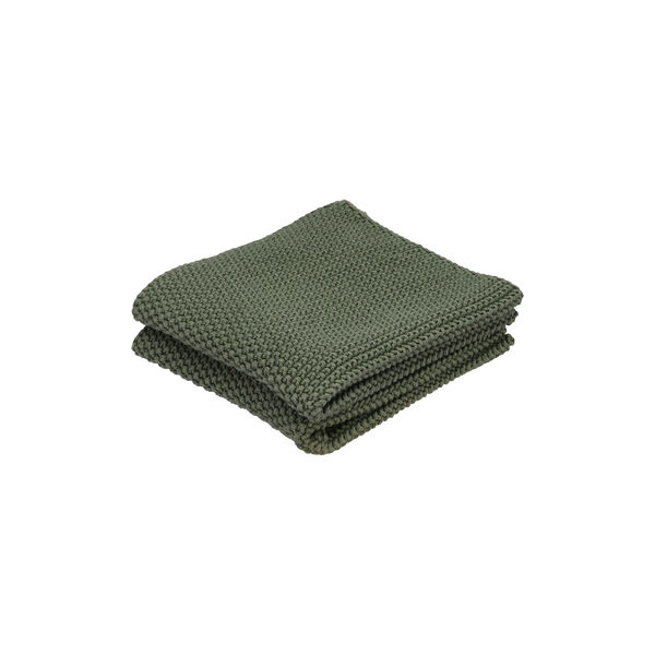 Knit Dishcloth 2 pcs, olive green, Bastian