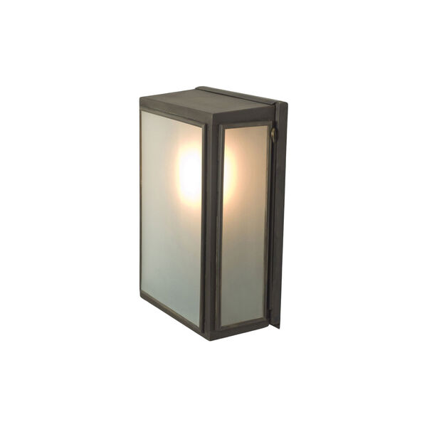 Small Box Wall Light 7641 (Externally Glazed), weathered brass/frosted, Original BTC