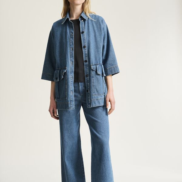 Hayato long jacket, blue denim, BITTE KAI RAND
