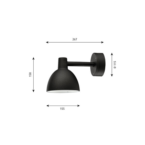 Toldbod 155 Wall Lamp, black, Louis Poulsen
