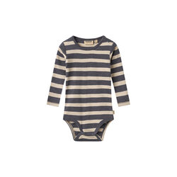 Body L/S Freddie, greyblue stripe, Wheat