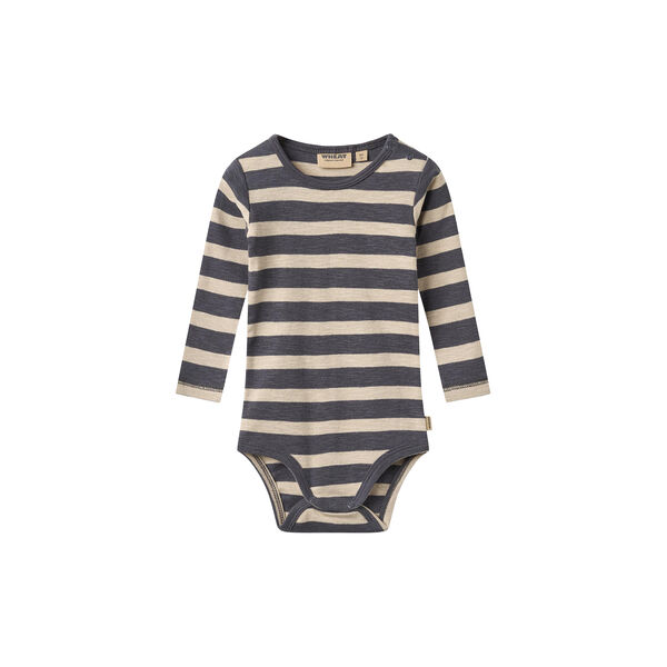 Body L/S Freddie, greyblue stripe, Wheat