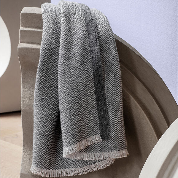 Herringbone Throw, dark blue/grey, ELVANG