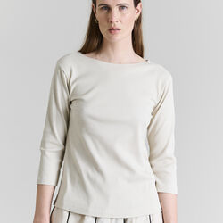 Naibu rib Blouse with 3/4 Sleeves, ivory, BITTE KAI RAND
